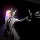 Neon White makes a finger gun in Neon White.